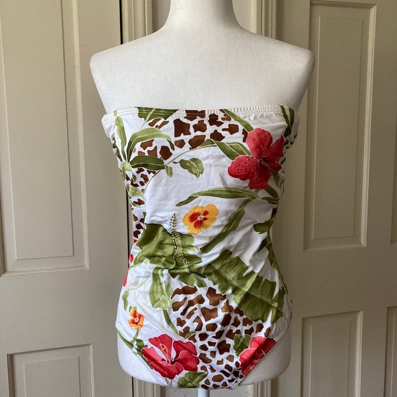 Floral Print w Embellishments Bathing Suit - Picture 6 of 16